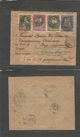 Russia. 1915 (27 Feb) Consular Mail. Moscow - India, Calcutta (30 April) Registered Commemorative Multifkd Envelope Via  - Other & Unclassified