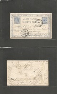Salvador, El. 1887 (8 July) Acajutla - Germany, Hamburg (13 Aug) 3c Blue Early Stationary Card Usage With Doble TRANSITO - El Salvador