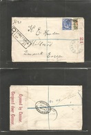 South Africa. 1918 (25 Feb) Pretoria - Denmark, Hillerod. Registered Multifkd + WWI Censored Label + Cachet + R - Cachet - Other & Unclassified