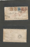 Sweden. 1870 (16 Aug) (Stockholm) - USA, Providence, Rhode Island. Multicolor Franked Envelope Bearing 12 Ore Blue, 30 O - Other & Unclassified