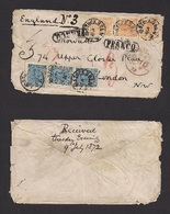 Sweden. 1872 (5 July) Stockholm - London NW, England (July 9) Franked Envelope Bearing 12 Ore Intense Blue (x3) And 23 O - Sonstige & Ohne Zuordnung