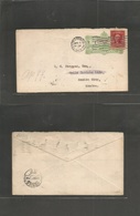 Usa - Hawaii. 1909 (Apr 6) Hawaii - Mexico City, Mex (11 Apri) Provision 1898 1 Keneta Stat Env + Red Ovptd + US 2 Cts,  - Other & Unclassified