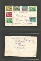 Albania. 1963 (3 Sept) Tirana - Denmark, Fruens. Air Multifkd Envelope Incl "Par Avion" Postal Cachet. Fine Scarce Nice  - Albania