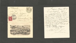 Argentina - Stationery. 1898 (2 Sept) Bs As - Germany, Frankfurt (26 Sept) Rare 4c Grey Stat Lettersheet + Adtl With COR - Sonstige & Ohne Zuordnung