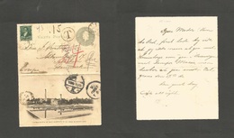 Argentina - Stationery. 1898. Tigre - Denmark, Kopenhagen (1-7 Ago) 4c Grey Stat Illustrated Lettersheet + Adtl Insuf +  - Other & Unclassified