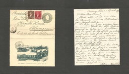 Argentina - Stationery. 1899 (2 April) Bs As - Brazil Sta Catharina. Blumenau (10 April) 4c Grey Stat Lettersheet + 2adt - Andere & Zonder Classificatie