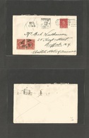 Australia. 1939 (12 Apr) Brishane, QE - USA, Buffalo, NY. Fkd Env + Taxed "16 2/3 Cms" US P. Dues 2c Long Pair. Fine Com - Andere & Zonder Classificatie