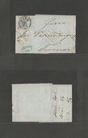 Austria. 1858 (3 April) Wien - Temesvar, Hungary. E. Fkd Single 9 Kr Blue Large Margins, Tied Cds. - Other & Unclassified