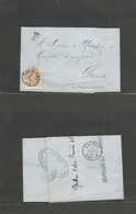 Belgium. 1874 (19 Sept) Charleroi - France, Paris (20 Sept) EL Fkd 30c Beige - Orange, Cds. Fine. - Andere & Zonder Classificatie