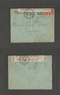 Belgium - Xx. 1919 (8 Jan) Boussu, Belgium - Sofia, Bulgaria. Via Greek Censorship. Fkd France Semeuse Envelope With Cam - Other & Unclassified