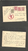Belgium - Xx. 1941 (24 June) Brasschaat - Switzerland, Luzerne. 40c Lilac Stat Card + 3 Adtls, Nazi Censored. Fine WWII  - Andere & Zonder Classificatie
