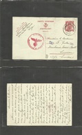 Belgium - Xx. 1941 (30 June) Comblain La Tour - Switzerland, Luzern 1fr Red Stat Card Nazi Censored. Fine Overseas Villa - Sonstige & Ohne Zuordnung