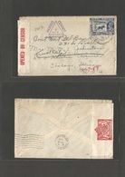 Burma. 1940 (2 Aug) Tonnguo - USA, Chicago, Ill (Oct 16) Fkd Env, Violet Censor Cachet + Label. Fine Used And Scarce. - Birma (...-1947)