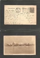 Canada. 1932 (7 Sept) Toronto - UK, Harrow 2c Brown Stat Card, Rolling Cancel Train Reverse View Postal. Harbour View. F - Other & Unclassified