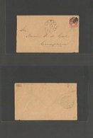 Chile. 1877 (15 Oct) Lota - Concepcion (15 Oct) Early 10c Red Orange Fkd Envelope, Grill Cancel + Cds. Fine. - Chili