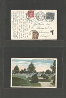 Chile. 1921 (21 March) Arica - Norway, Drammen. Fkd Ppc + Tax (x2) Arrival Postage Dues Tied Cds. VF And Rare Combinatin - Chile