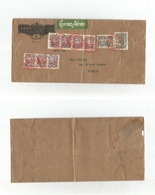 Colombia. 1924 (12 May) Bogota - Medellin. Internal Multifkd Envelope "Provisional" Overprinted Issue + Scadta + Red Cds - Colombia
