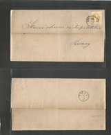 Czechoslovakia. 1872 (10 Sept) Austria Postal Admin Leitmeritz - Ricany (12 Sept) Unsealed Wrapper Fkd Single 2kr Yellow - Altri & Non Classificati