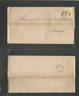 Czechoslovakia. 1872 (10 Sept) Austria Postal Admin Leitmeritz - Ricany (12 Sept) Unsealed Wrapper Fkd Single 2kr Yellow - Sonstige & Ohne Zuordnung