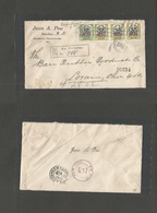 Dominican Rep. 1922 (19 April) Sandez - USA, OH, Lorain (26-28 April) Registered Multifkd Envelope. Ovptd Issue. - Dominicaanse Republiek