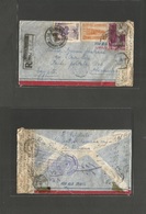 Dominican Rep. 1959 (Aug 8) La Romana - Egypt, Alexandria. Registered Multifkd Envelope Egypt Censor Label (Suez Canal C - Dominikanische Rep.