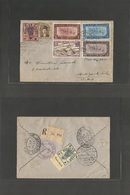 Egypt. 1938 (21 March) Heliopolis - USA, NYC (4-5 April). Registered Multifkd Commemorative Issue + Advert Label, Tied C - Andere & Zonder Classificatie