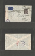 Egypt. 1945 (10 March) OAS. Greek Forces In Egypt. Fkd Env Censored Envelope Addressed To USA, Mich, Detroit. Airmail. F - Sonstige & Ohne Zuordnung