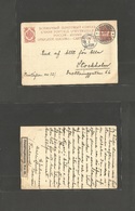 Finland. 1913 (12 Aug) Russian Postal Administration. Kalliokoski - Sweden, Stockholm (14 Aug) 4k Red Stat Card, Bilingu - Andere & Zonder Classificatie