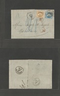 France. 1869 (13 March) Strassbourg - Germany, Mannheim. Fkd EL 10c + 20c "3465" Dots + Insuff Red Cachet. - Other & Unclassified