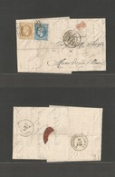 France. 1869 (16 Jan) Strassbourg - Germany, Baden. EL Fkd 10c + 20c "3465" Dots. Fine. - Sonstige & Ohne Zuordnung