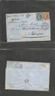 France. 1870 (10 June) Marseille - Switzerland, Aaran (11 June) EL Fkd 20c + 40c "TPO/ML2º" Dots Cancel. - Other & Unclassified