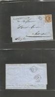 France. 1870 (4 Nov) Marseille - Switzerland, Aaran (7 Nov) "TPO / ML 2º" Cancel Dots. Fkd EL Full Text 30c Stamp Tied + - Other & Unclassified