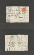 France. 1872 (9 Aug) Fecamp - Paris. Bordeaux Issue 40c Full Margin, Tied "1428" Dots. Fine. - Autres & Non Classés