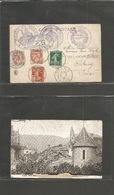 France - Xx. 1916 (4 Jn) Thann, Alsace - Freiburg, Switzerland. Multifkd Censored + Multicacheted. Postcard. - Other & Unclassified