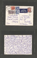 France - Stationary. 1942 (4 May) Poligny - USA, Narberth, 1fr 20c Petain Air Posted Stat Card + 4 Adtls. Fine Usage Dur - Andere & Zonder Classificatie