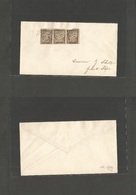 Frc - Tahiti. 1899 (26 July) Grand Popo Local Multifkd + Taxed Env By Imperf General Colonies 10c Brown Strip Of Three T - Autres & Non Classés