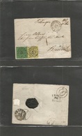 German States-Wurttemberg. 1857 (1 June) Tubingen - Breslau. Fkd EL 3k + 6k, Cds. Transits On Reverse. Fine Used. - Other & Unclassified