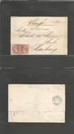 German States-Hanover. 1866 (8 Jan) Hamburg - Harbourg (8 Jan) Registered E. Fkd 1 Gr Rose Hong Pair, Colosed Perce Cent - Andere & Zonder Classificatie