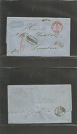 Germany. 1870 (6 Dec) Hamburg - Portugal, Lisbon (12 Dec) Stampless EL Red Cds Depart + Oval FRANCA + PD + Mns Charges.  - Sonstige & Ohne Zuordnung