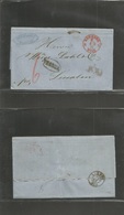 Germany. 1870 (6 Dec) Hamburg - Portugal, Lisbon (12 Dec) Stampless EL Red Cds Depart + Oval FRANCA + PD + Mns Charges.  - Andere & Zonder Classificatie