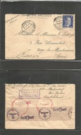 Germany - Xx. 1944 (9 April) Neuseddin, Michendorf - France, Isay, Seine. Fkd Env. Censored + Dest Time. - Autres & Non Classés