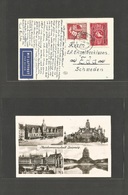 Germany - Xx. 1950 (17 May) DDR. Luipzig - Sweden, Cede. Air Fkd Ppc. Ovptd Issue. Fine. - Sonstige & Ohne Zuordnung