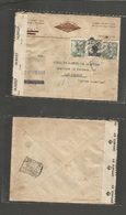 Gibraltar. 1945 (22 June) Barcelona - Canarias. Registered Internal Multifkd Env, Censor British At Gibraltar In Transit - Gibraltar