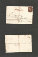 Great Britain. 1842 (Feb 8) "Amwell ST/TP" - Belgravia. EL Fkd 1841 Red 1d From Penny Block Plate Complete Margins, Tied - ...-1840 Prephilately