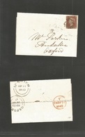 Great Britain. 1843 (11 Sept) Ipswich - Oxford (12 Sept) Via London. EL Fkd 1841 1d Red (from Penny Back Plate) Complete - ...-1840 Prephilately