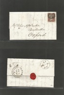 Great Britain. 1847 (10 Feb) London - Oxford (11 Feb) EL Fkd 1841 Red Complete Margin, Tied "15" Diamond Grill + Stline. - ...-1840 Voorlopers