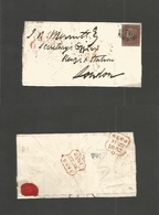 Great Britain. 1852 (July 22) Local London Usage To King Cross. Outer Wrapper Fkd 1841 1d Red, Tied "76" Grill. - ...-1840 Prephilately