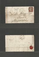Great Britain. 1853 (12 July) London - Cheadle, Staffordshire. E Fkd 1841 1d Red Complete Margins, Tied "2" Grill, Blue  - ...-1840 Préphilatélie