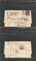 Great Britain. 1870 (July 15) Hull - Portugal, Lisbon (20 July) EL Full Text Fkd 6d Intense Lilac Pl. 8, Tied "383" Gril - ...-1840 Préphilatélie