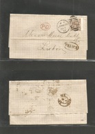 Great Britain. 1872 (Aug 1) London - Portugal, Lisbon (6 Aug) EL Fkd 6d Chesnut Pl. 11, Perfin "H-C&C" Tied "88" Grill + - ...-1840 Voorlopers